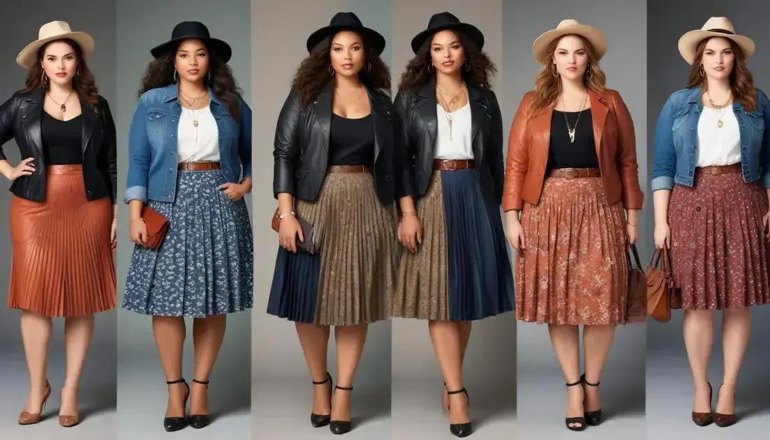 Inspirações de looks com saias plus size