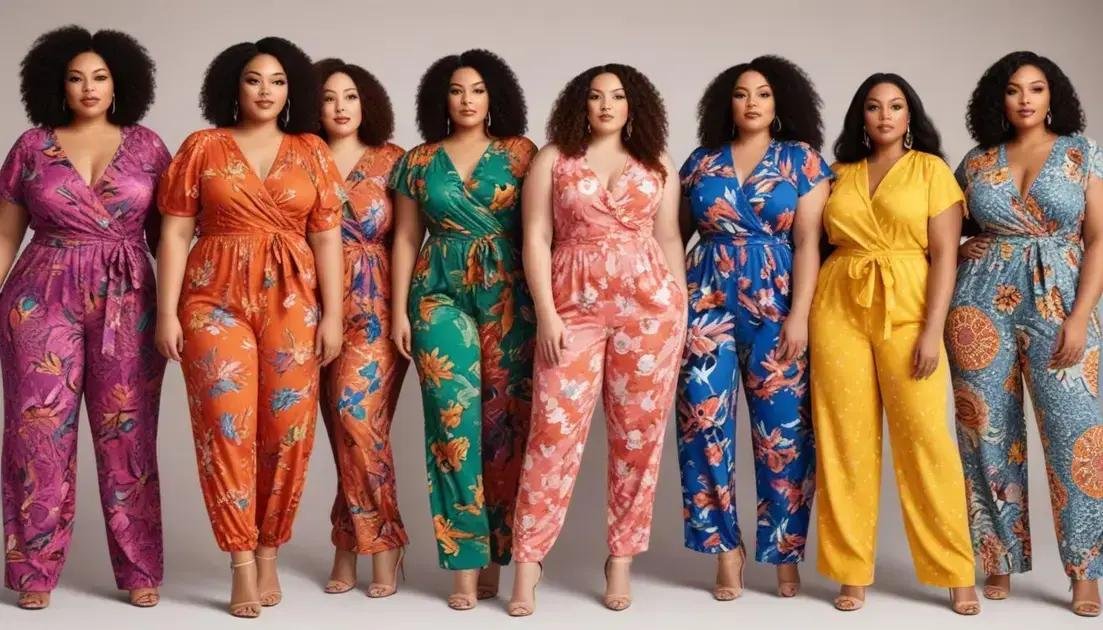 tendências de moda em macacões plus size