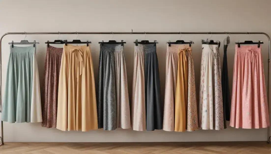 Tendências de cores e estampas para saias midi Tendências de cores e estampas para saias midi
